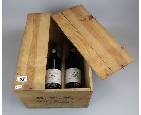 2 bottles of Taylors 1985 Vintage port in original box