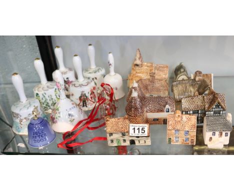 Collection of bells &amp; ceramic buildings