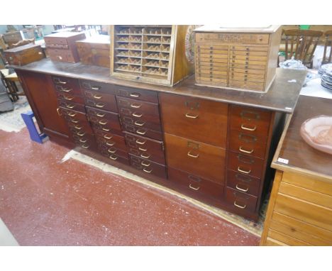 Large vintage mahogany shop counter - Approx W: 264cm D: 60cm H: 96cm