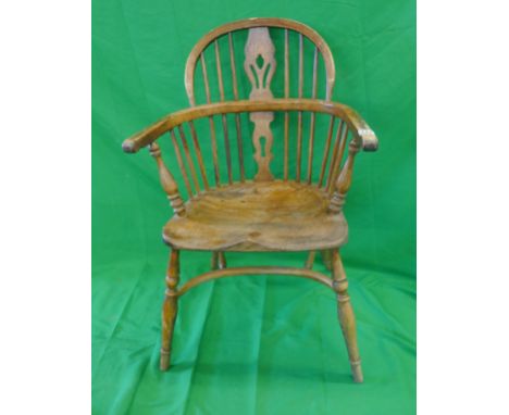 Stick back country kitchen armchair with crinoline stretcher