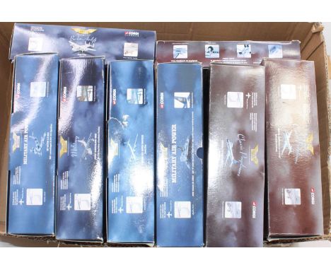 One box containing 8 models of Corgi Aviation Archive mixed scale diecast, all Military Air Power or Classic Propliners colle