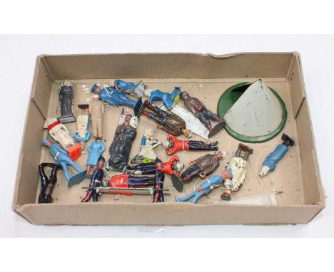 One box containing a collection of mixed military and nursing figures by Britains, Crescent, and others, examples to include 