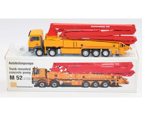 Conrad No.66135/01 1/50th scale diecast model of a MAN Putzmeister M52 5 Axle Truck Mounted concrete pump, finished in red an