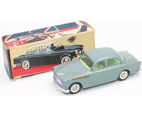 Tekno, 810, Volvo Amazon, grey body with light green glazing, cream interior, white walled hubs, in the original card box, ra