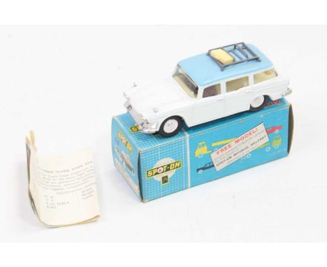  Spot-On No. 183 Humber Super Snipe estate car comprising of white body with lemon interior and blue roof, roof rack in grey 