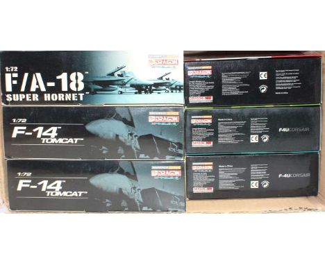 A Dragonwings Warbirds Series 1/72 scale boxed diecast group, six examples to include an FA-18 Super Hornet, 2x F14 Tomcat, a