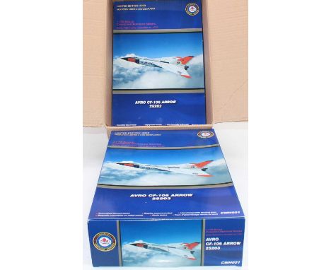 A Hobbymaster No. CWH001 1/72 scale Canadian Heritage Series trade box of two Avro CF-105 Arrow diecast aircraft, both housed