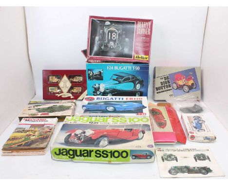 One box containing a number of kits and some Meccano magazines and a Lledo gold plated gift set as follows: Boxed Kits are as