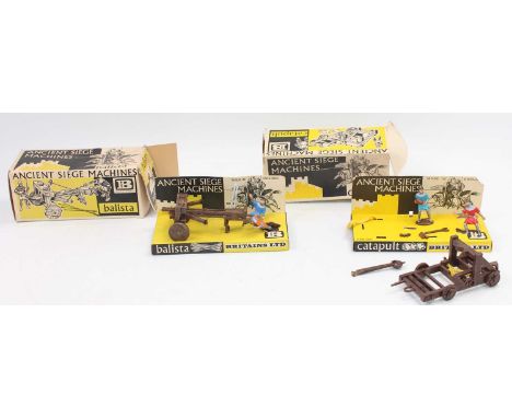 2 Britains Ancient Siege Machines as follows: 4675 Catapult incomplete box and model and a Balista in the same condition.