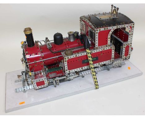 Meccano Home Built model of a 0-6-0 Narrow Gauge tank engine, built to 1/12th scale, it is based on the Beyer Peacock 1902 lo