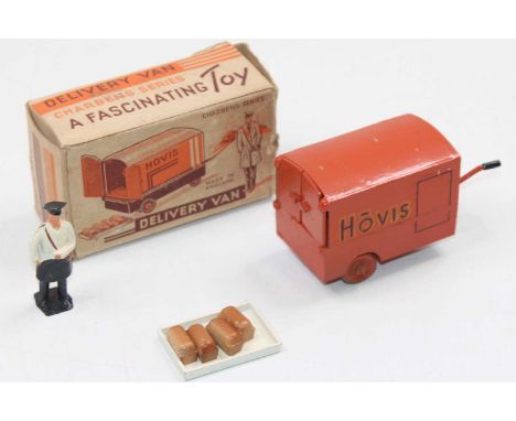 Charbens Hovis Delivery Van, Made in England, orange body with Hovis Livery, bread tray, 4 bread loaves and standing figures,