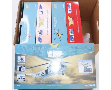 A Corgi Aviation Archive boxed 1/72 scale helicopter diecast group, five examples, all in original packaging, to include Ref.