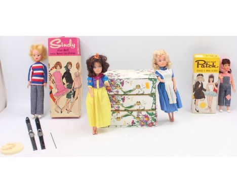 A collection of Sindy and Patch boxed and loose dolls and clothing and accessories to include Patch doll in dungarees togethe