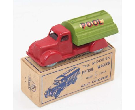 TP Series No.3 diecast model of a Pool Modern Petrol Wagon, red cab and chassis, with green back and Pool livery, housed in t