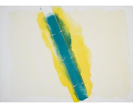 Richard Smith (1931-2016) Lawson Set I (Green Tied in 3 Sections) Lithograph printed in colours, 1973, signed and dated in pe
