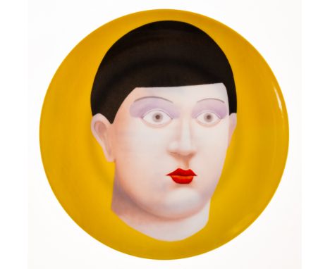 Nicolas Party (b.1980)PortraitGlazed fine bone china plate, 2021, from an edition of 250, co-published by Prospect and Coalit