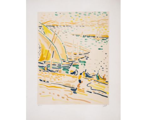 André Derain (1880-1954)Bâteaux à Collioure Lithograph printed in colours, circa 1920, with the stamped signature, numbered f