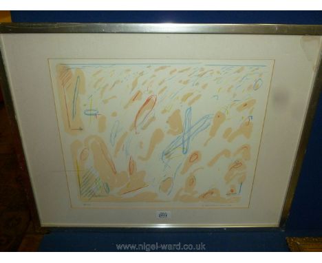 Jan Kenneth Weckman Abstract Lithograph showing coloured shapes, 7/300 signed and numbered 1984