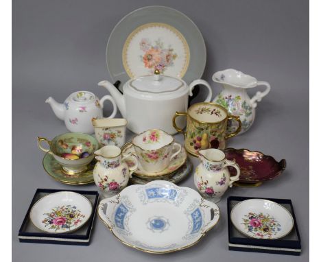 A Collection of Ceramics to Include Aynsley Orchard Gold Teacup and Saucer (Design by D. Jones), Two Royal Worcester Mask Hea