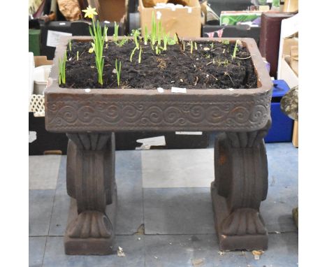 A Glazed Ceramic Reproduction Belfast Sink on Two Reconstituted Stone Supports, 61cm x 46cm 