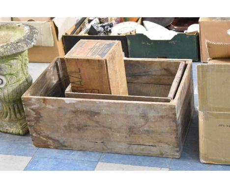 Three Vintage Wooden Boxes for Chopped Ham and Pork, Bordeaux Wine etc 