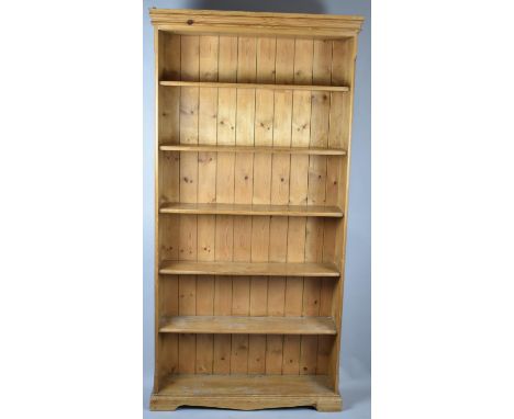 A Large Modern Six Shelf Pine Open Bookcase, 89cm wide 