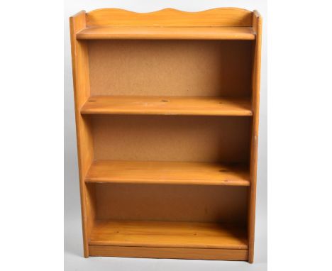 A Modern Pine Four Shelf Galleried Open Book Case, 62cm wide 