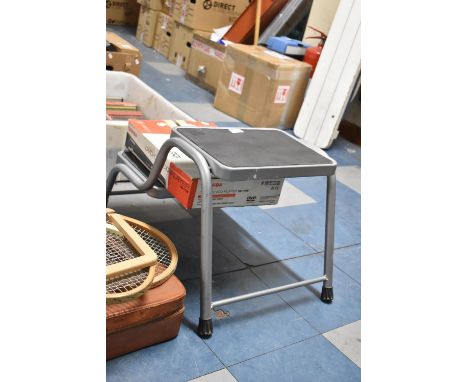A Modern Metal Framed Two Step Ladder Together with a Toshiba DVD Player 
