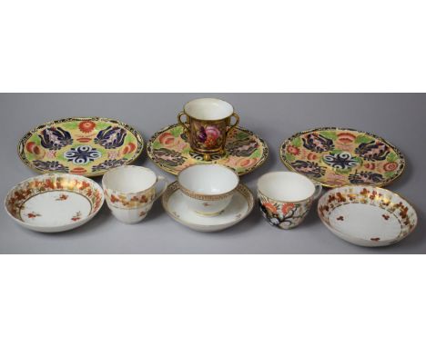 A Collection of 19th Century Ceramics to Include Examples by Royal Crown Derby Comprising Saucers, Teacups, Two Handled Vase 