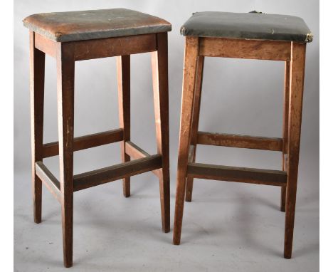A Pair of Gordon Russell Rectangular Topped Vintage Stools, Both in Need of Upholstery 