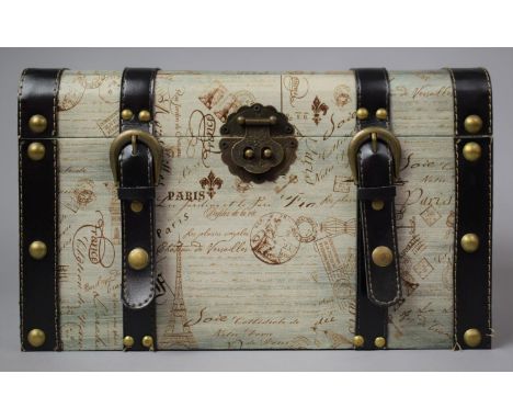 A Modern Novelty Storage Box in the Form of a Leather Bound Travelling Trunk, 35cm Wide 