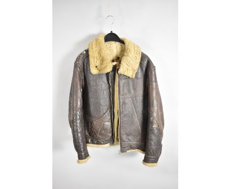 A Vintage US Air Force Sheepskin Lined Flying Jacket Type B-3, Condition Somewhat worn 