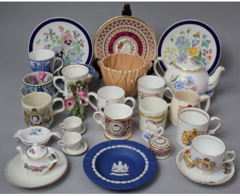 A Collection of Various Ceramics to Include Commemorative Items by Tuscan, Aynsley, Buckingham Palace, Wedgwood Jasperware Ex