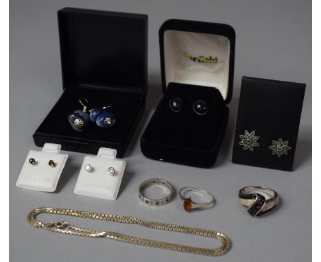 A Collection of Silver Jewellery to Include Vintage Silver and Garnet Eternity Ring, Amber Mounted CZ Examples, Garnet, Marca