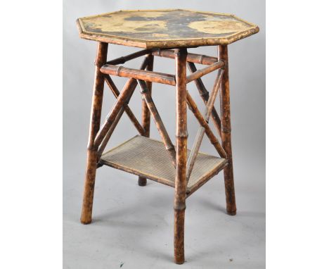 A Vintage Oriental Octagonal Topped Bamboo Framed Occasional Table, Lacquered Top Badly Water Damaged, 59cm Diameter 