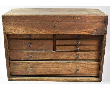 A Vintage Neslein Tool Chest with Hinged Lid to Top Compartment, Five Short Drawers and Two Graduated Long Drawers, Complete 