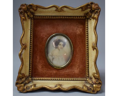 A Small Gilt Framed Oval Portrait Miniature of a Maiden, Unsigned, 5.5cm high 