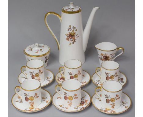 A Tuscan Gilt Autumn Pear and Apple Design Coffee Set to Comprise Coffee Pot, Lidded Sugar, Milk, Six Cans and Six Saucers 
