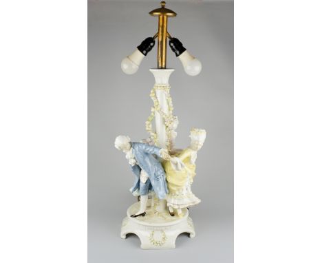 große Lampe "Scherzendes Rokokotrio", Fa. Friedrich Goldscheider, Wien, 1920er Jahre Entwurf Polter (Pseydonym für Stanislaus