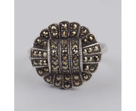 Ring mit Markasiten, 925er Silber, im Art-Déco-Stil Gew.6,77g, U.57