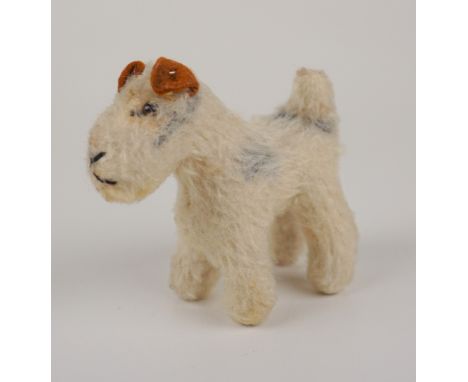 STEIFF Miniatur, Terrier FOX, wohl 1930er/1940er Jahre mit Knopf, ohne Fahne, HxL 7,5x9cm