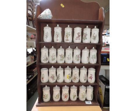 Quantity of Porcelain Flower Fairy Spice Jars on Wall Rack 
