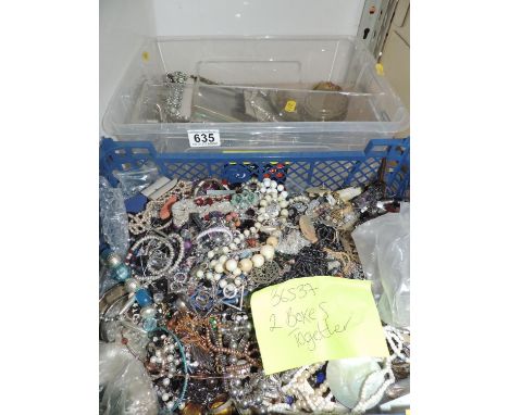 Basket of Costume Jewellery and Box of Frames etc 