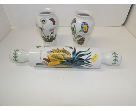 Pair of Portmeirion Vases and Rolling Pin 