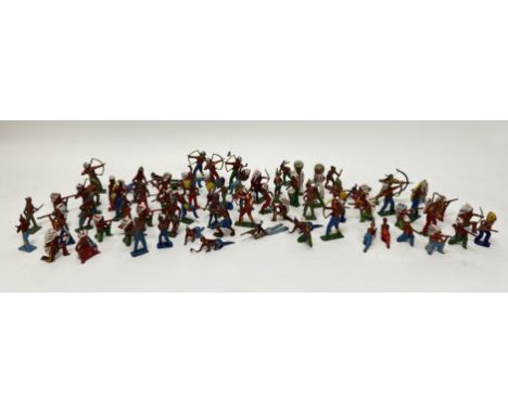 A large collection of approximately 87 die cast metal Native American warrior figures with enamel decoration (A lot|)