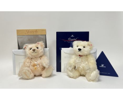 A Steiff boxed 2007 'Jewels' light peach teddy bear wearing a Swarovski heart ornament, no 3861, complete with certificate (h