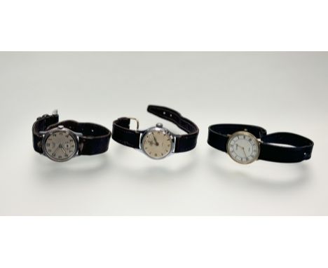 A vintage Rellum Ancre gents stainless steel with Arabic phosphorus numerals and hands and slivered dial with subsidiaries di