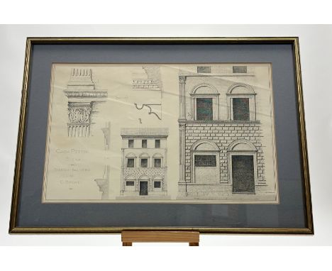 A framed Architectural Design by G.Brenci of Casa Pettini Siena print in a glazed gilt frame. (30cmx46cm)