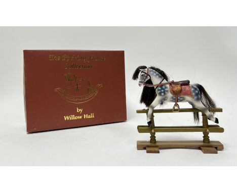 A Willow Hall hand-made and hand-painted rocking horse figurine in original box 