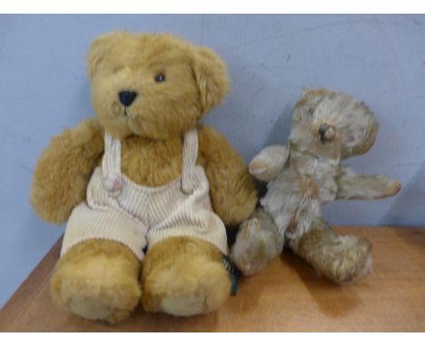 A Mulberry Teddy bear and another vintage Teddy bear 